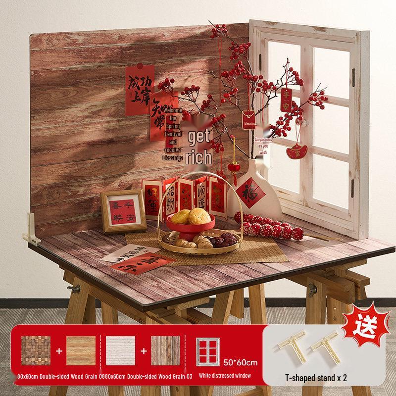 2026 New Year Retro Food Photography Scene Setup with Chinese-Style Props