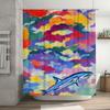 Multicolored Watercolor Shower Curtain with Fish Design for Bathroom Decor Vivid Colors Printed Fabric Waterproof Home Accessori