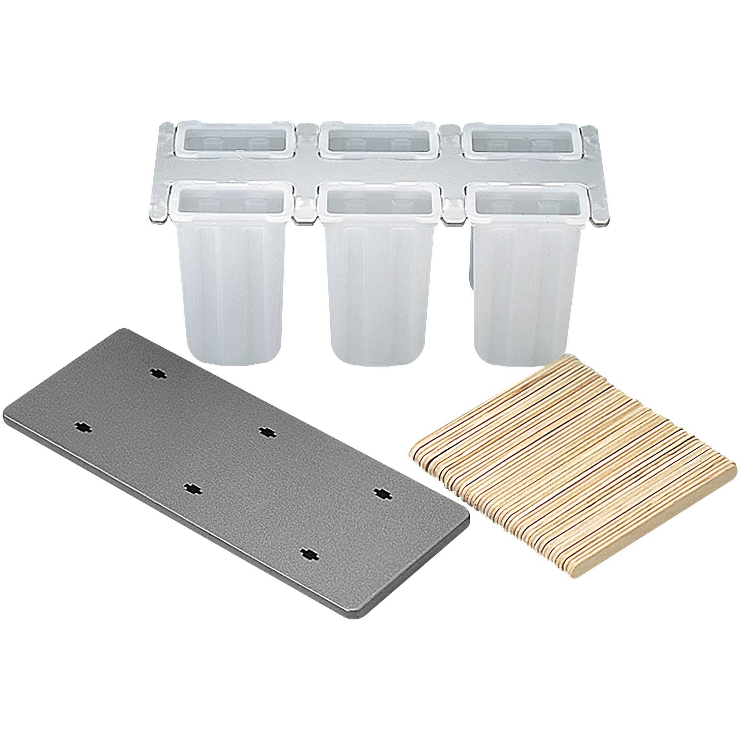 Tiger Crown Ice Cream Mold, White, 225 x 105 x 100 mm, Candy Maker, Square, Polyethylene, Aluminum Lid, with Sticks, 223