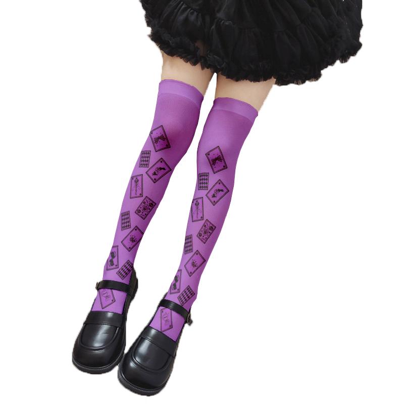 Calze rosa da principessa Lolita sopra il ginocchio con stampa fiocco d'amore calze da ragazza estive sottili per festa appuntamento cosplay