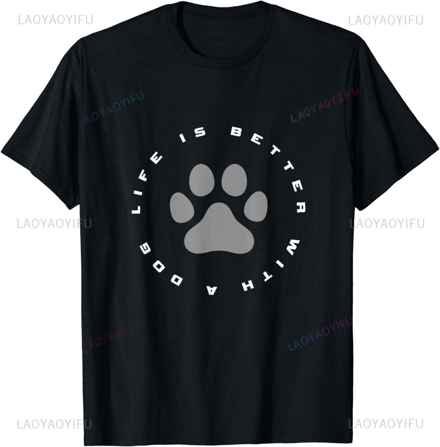 

Dog Paw Print TShirt Fun Dog Pet Print Top Cotton Men Clothing Graphic T Shirts Camisetas Streetwear Vintage T Shirt S