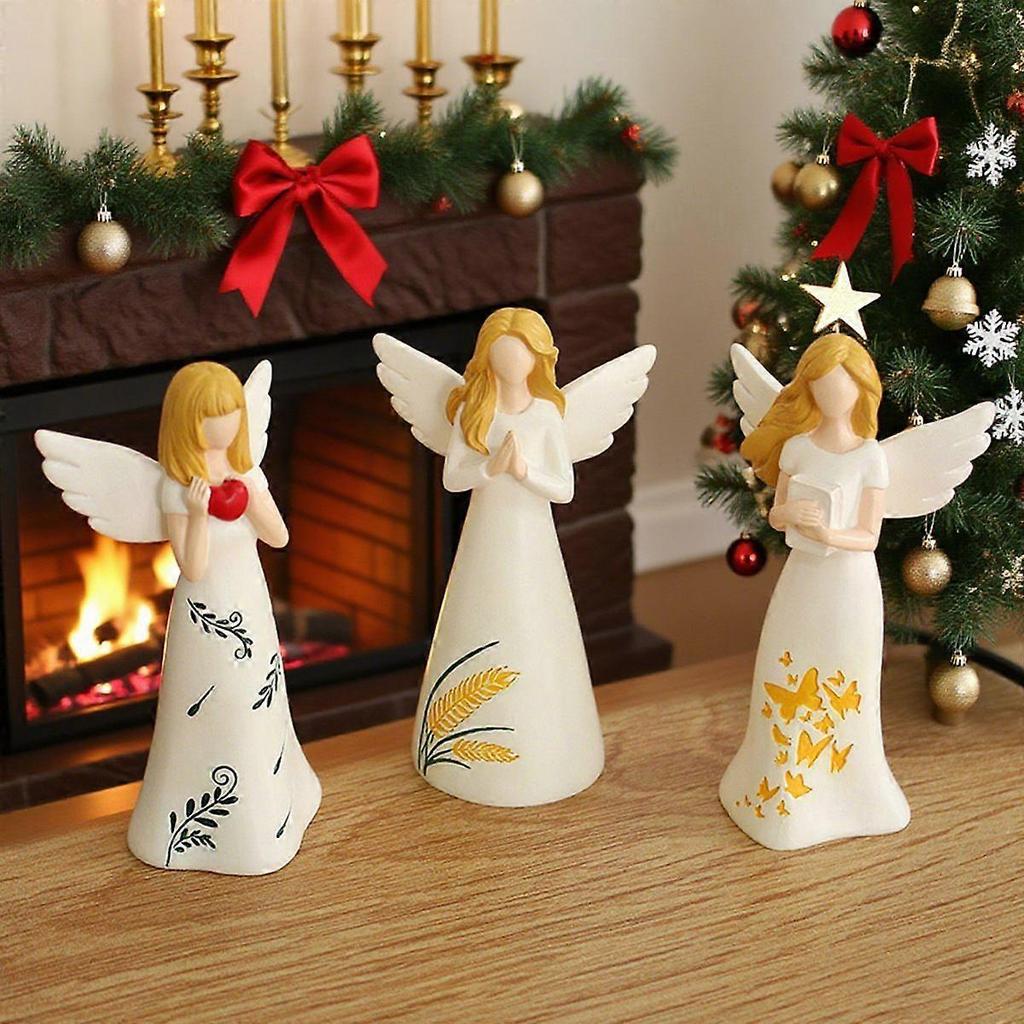 3pc Beige Angel Figurine Decorative Item Housewarming, Wedding, and Holiday Gift