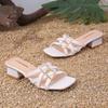 Sandali Bassi Quadrati alla Moda in Nuovo Stile Francese – Scarpe Aperte con Una Fascia e Tacco Alto Massiccio per Donna