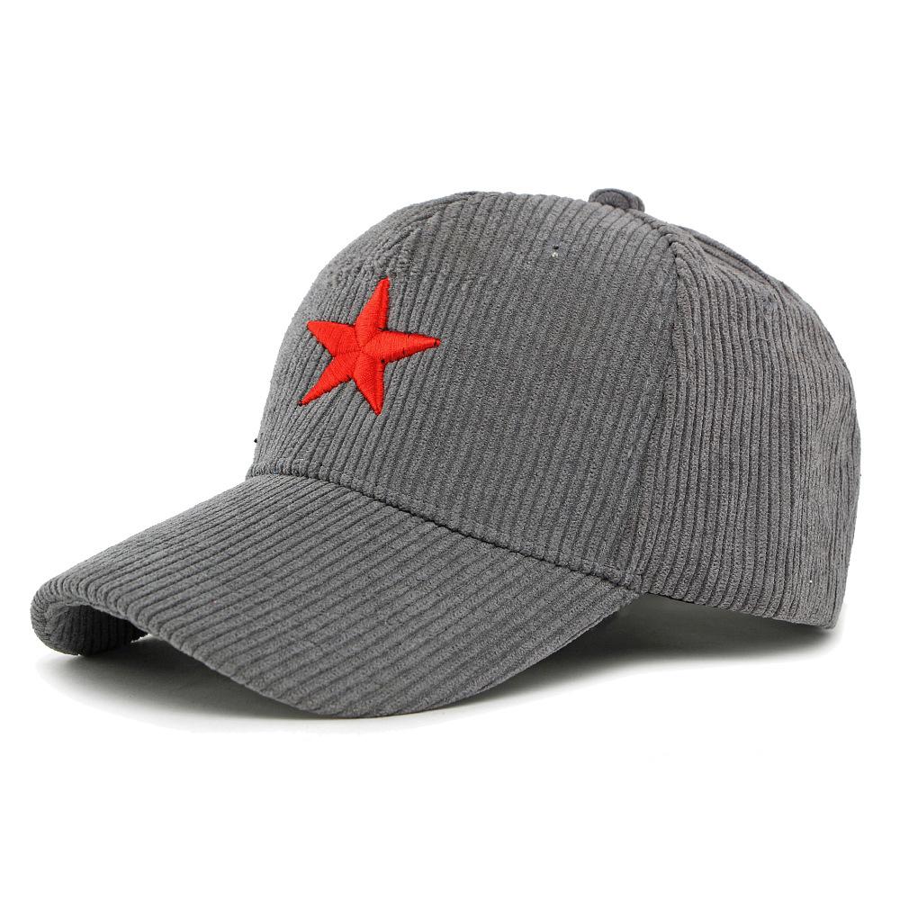 Spring Autumn Corduroy Hat Men's Hard Top Baseball Cap Five-Pointed Star Embroidered Cap Outdoor Sunscreen Hat for Women
