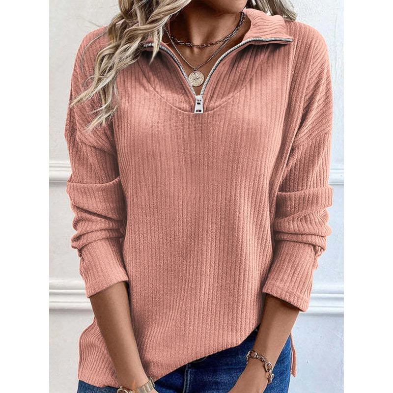 Women's Pullover Sweater Knitted 2026 Spring Autumn Winter New Zipper Long Sleeved Top Black Sweater Blusa De Frio Feminina