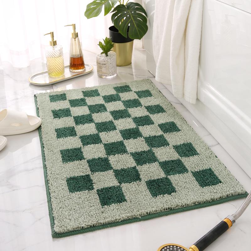 Checkered Bathroom Absorbent Anti-Slip Floor Mat