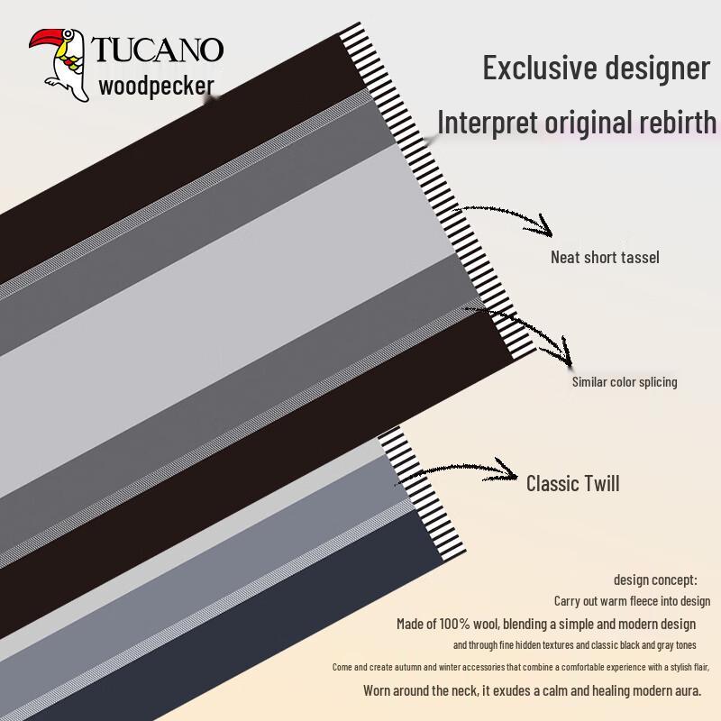 Woodpecker Men's Pure Wool Winter Scarf