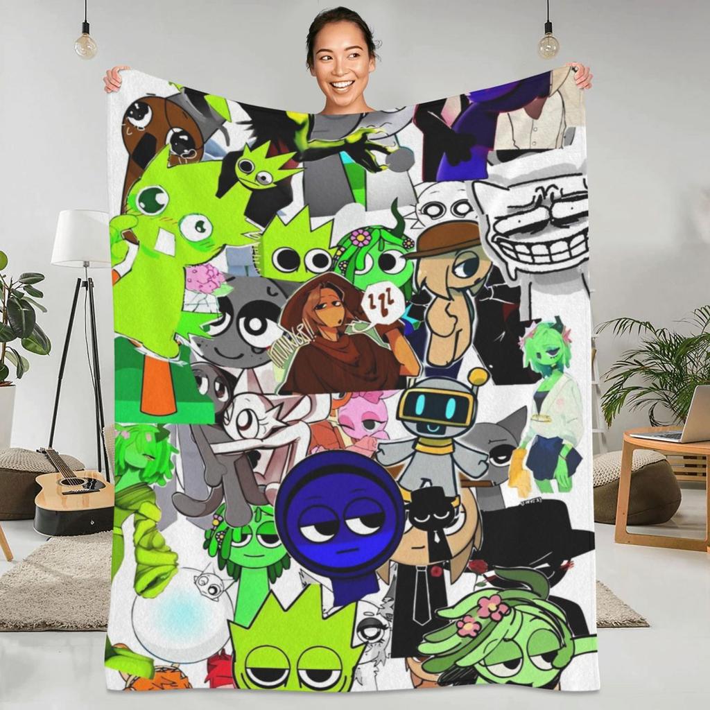 Sprunki Incredibox Game Blankets Airplane Travel Flannel Throw Blanket For Outdoor Warm Soft Design Quality Bedspread Gift