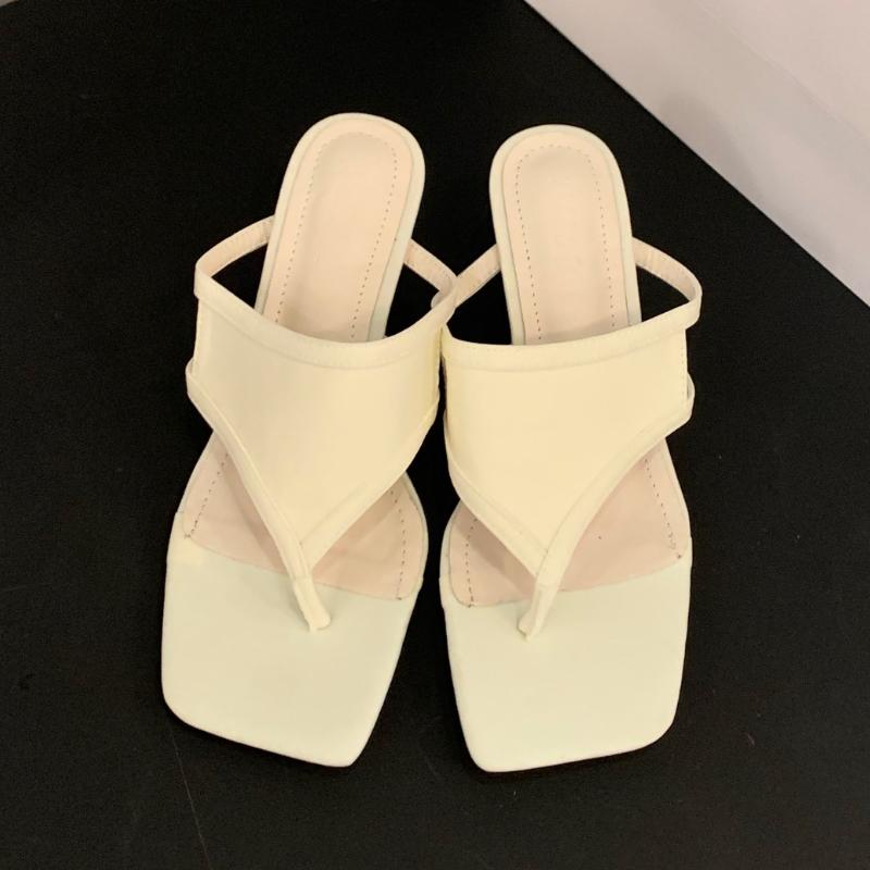 Fashion Sexy Women Heeled Slippers Clip Toe Mid Heels Sandals Woman Shoes Summer Fad Stilettos Slides 2025 New Trend Elegant Flip Flops