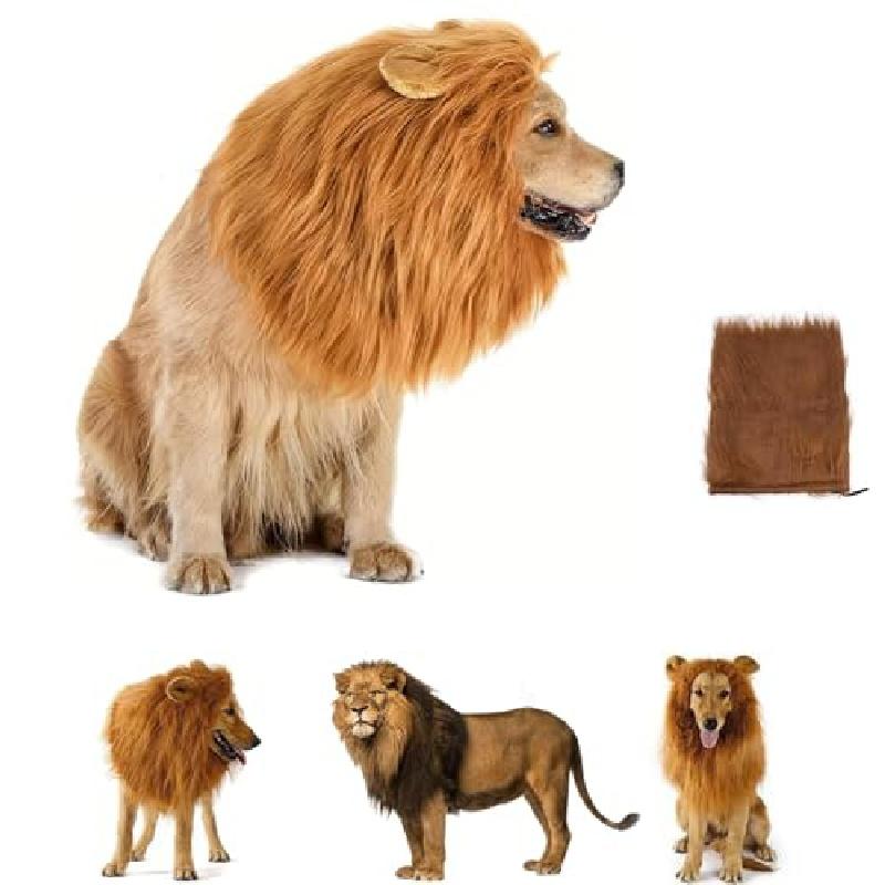 

Парик для домашних животных Собака Seconds to Lion Забавный чехол на голову льва Головной убор Шарф для собаки темно-коричневого