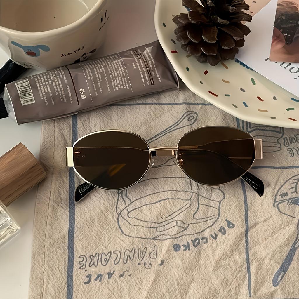 3 Pairs of Oval Shaped Small Frame Retro Simple Metal Fashionable Women's Glasses Unisex