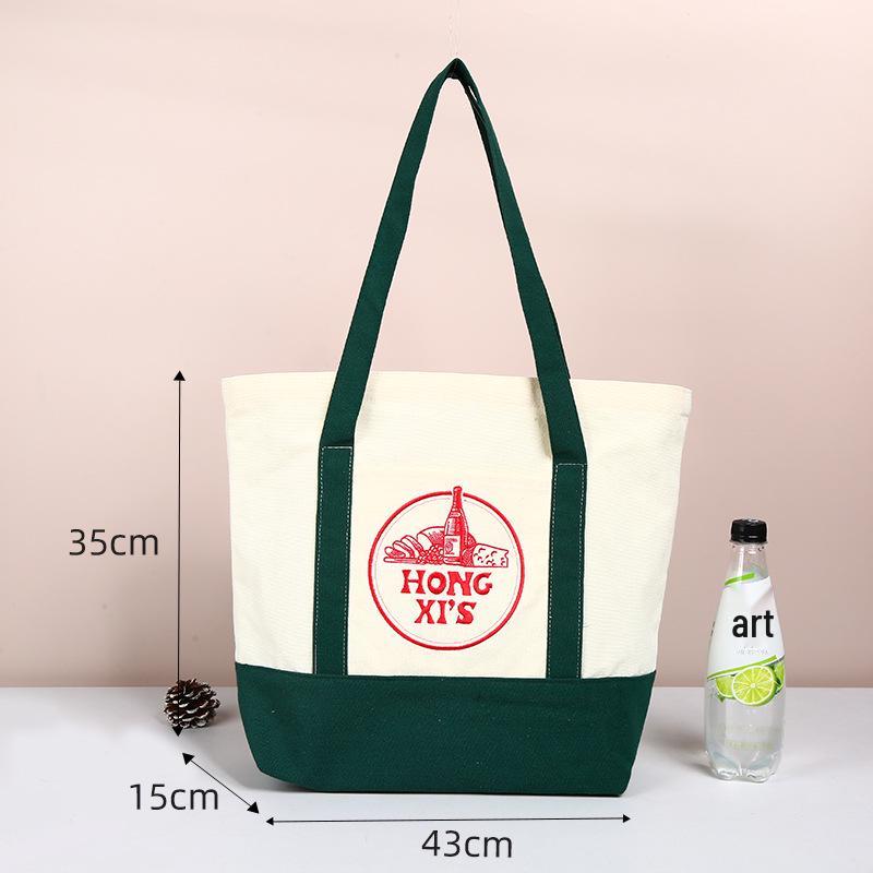 Multicolor Embroidered Canvas Bag: Foldable, Large Capacity Handheld & Shoulder Shopping Bag for Women