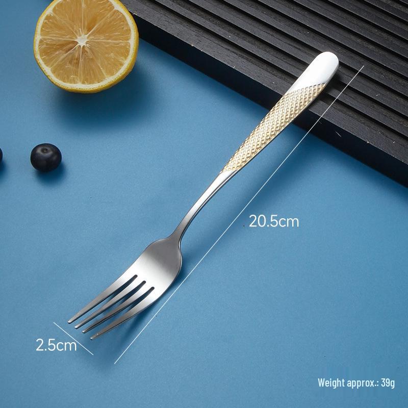 European Stainless Steel Four-Piece Cutlery Set: Star Diamond Steak Knife, Fork, and Coffee Spoon