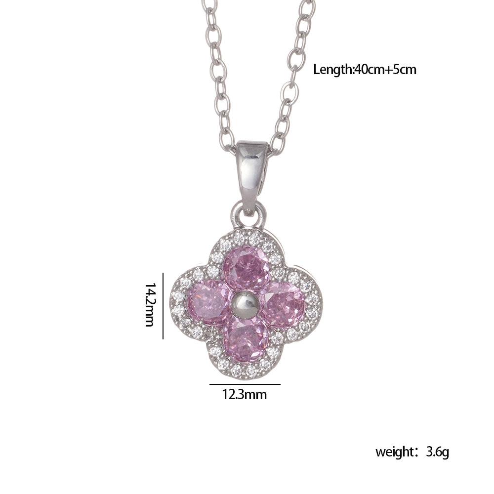 

Женское ожерелье Медь Набор Цирконий Мода Легкая Роскошь Чувство Высокого Класса Кулон Четырехлистный Клевер Темперамент Универсальный Цепочка на Ключицу