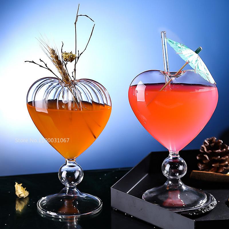 6PC/lot Heart Shaped Wine Glass Novelty Cocktail Drinking Glasses Bar Drinkware Unique I Love You Valentines Day Gifts for Her