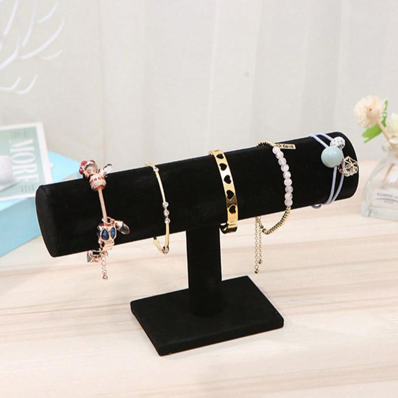 Velvet Single-Layer Bracelet Display Stand Watch Holder Tray Portable Jewelry Organizer Rack for Street Vendor Stall Countertop