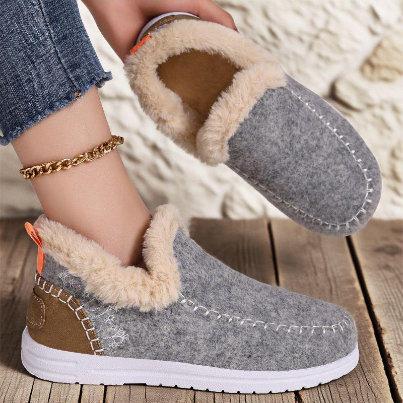 Women's Fleece-Lined Cotton Snow Boots – Slip-On Short Winter Boots