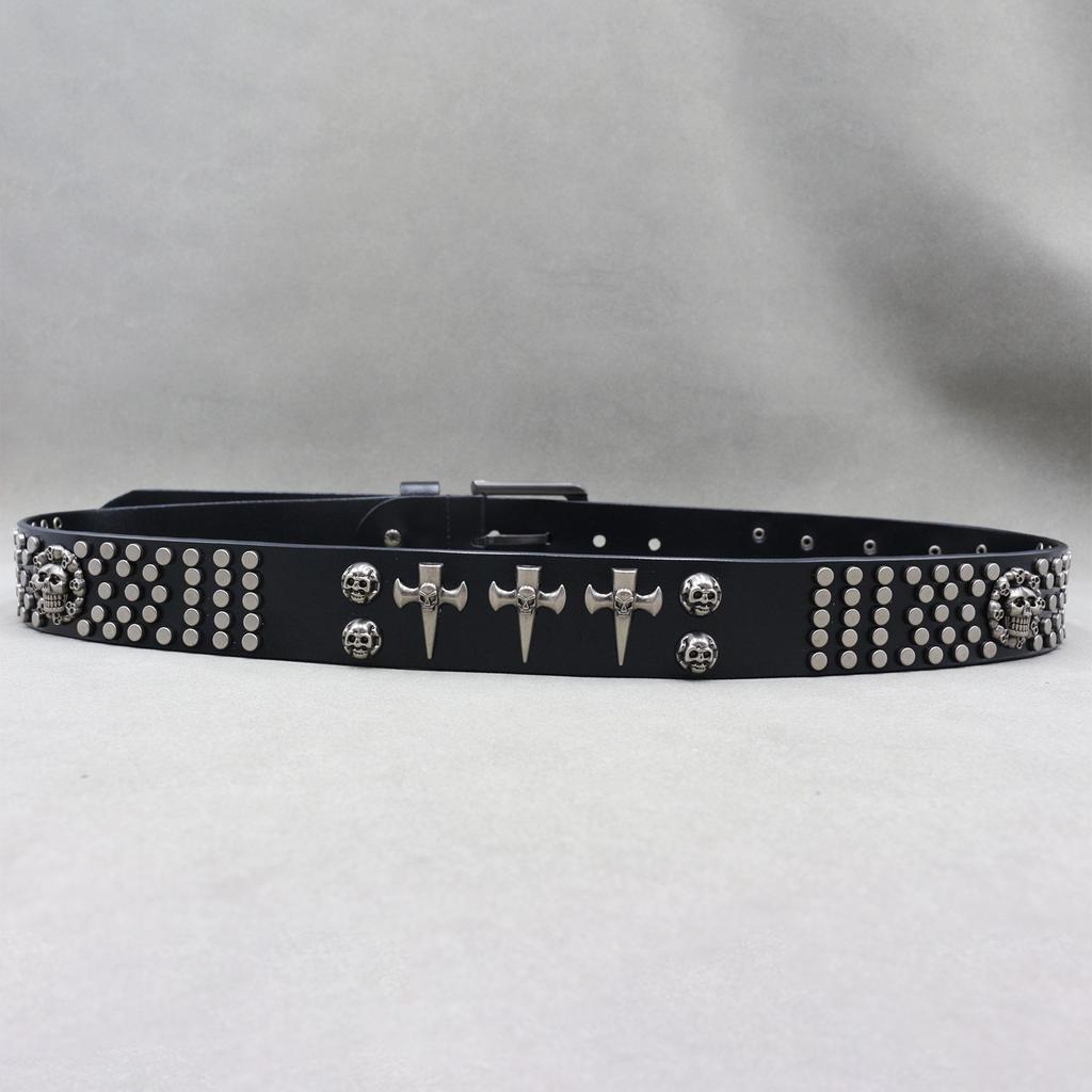 Cross Skeleton New Punk Top Cowhide Men's DJ Belt Skeleton Versatile Belt