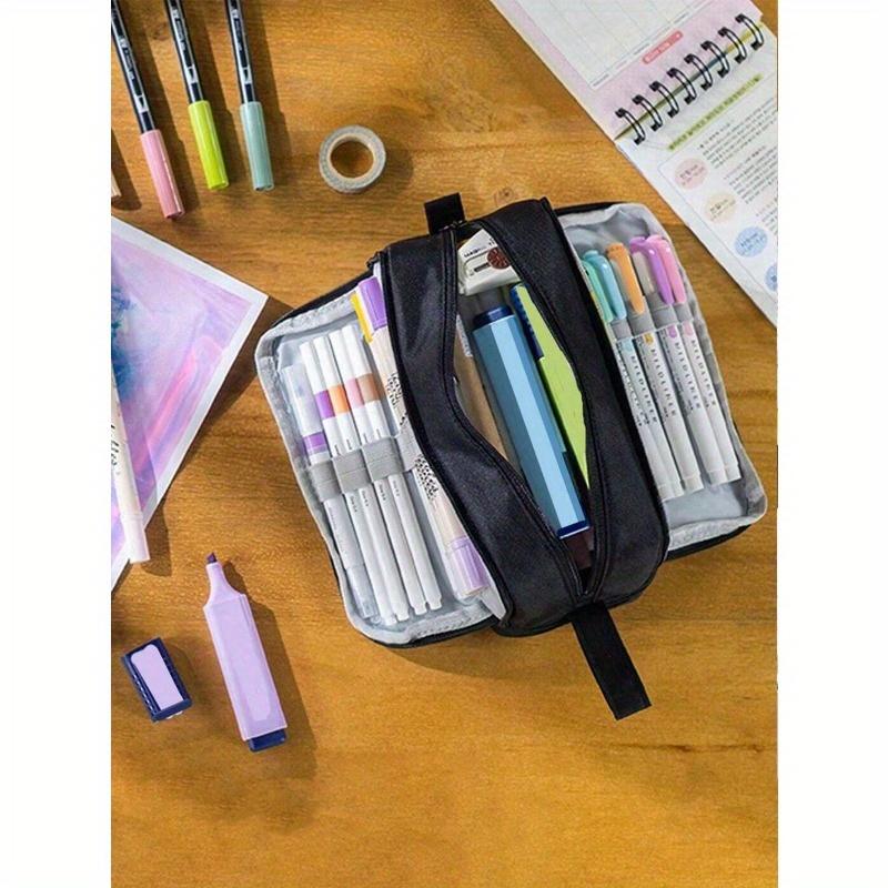 1 pieza Estuche grande para lápices, Bolsa de almacenamiento tipo caja con soporte de alta capacidad, Estuche para bolígrafos multicapa de gran capacidad, Organizador de escritorio Estuche para rotuladores/bolígrafos