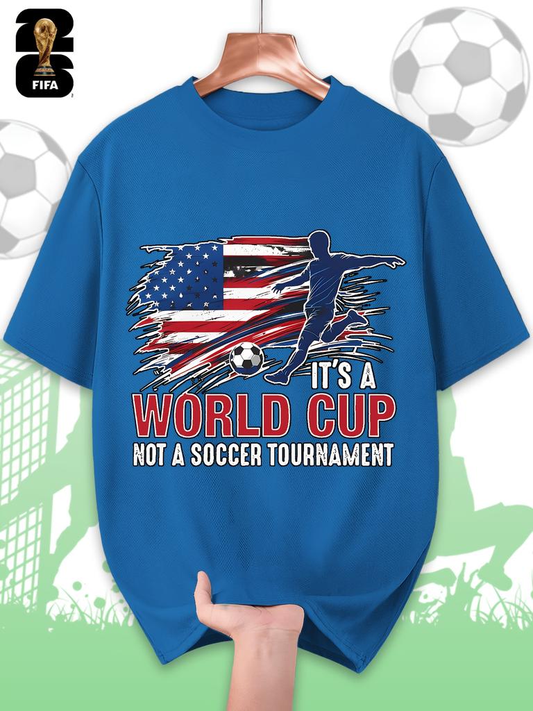 This FIFA World Cup-themed Short-sleeved T-shirt Is Designed Specifically for Men, Featuring a Crew Neck Style