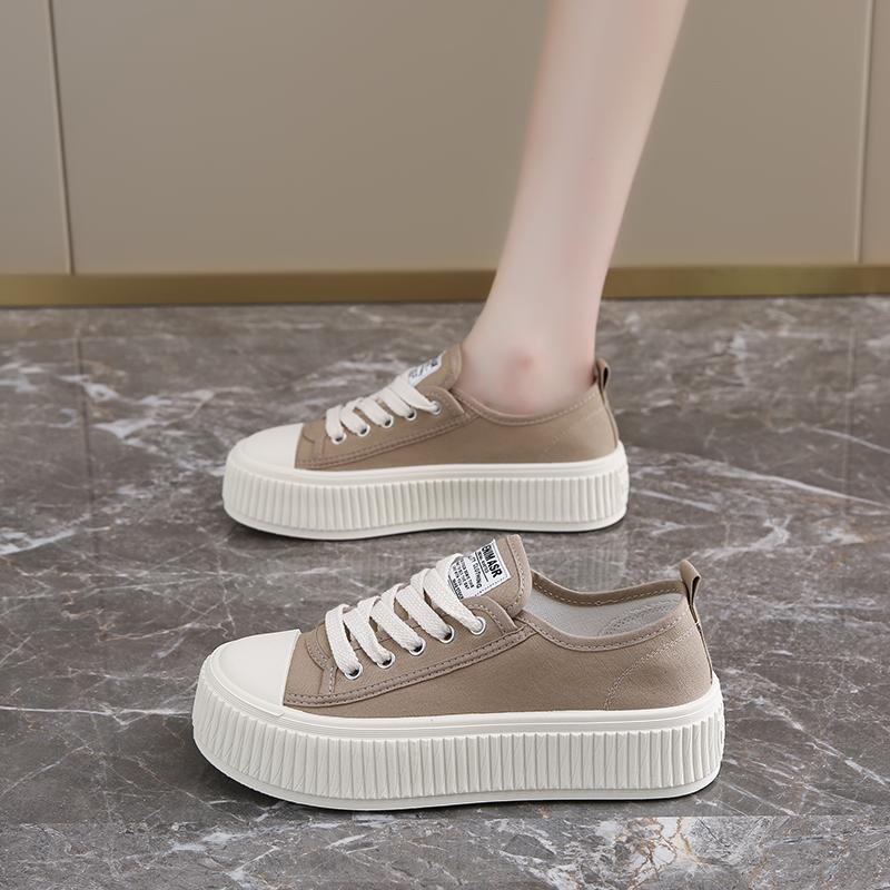 CRLAYDK Fashion Platform Canvas Skate Shoes for Women Lace Up Casual Sneakers Ladies Lace Up Sports Walking Breathable Tennis