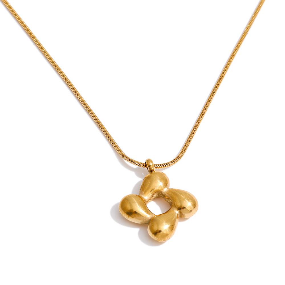 Yhpup Guss Edelstahl Blume Anhänger Halskette 18K Gold PVD Beschichtet Mode Wasserdicht Hals Schmuck für Frauen Großhandel