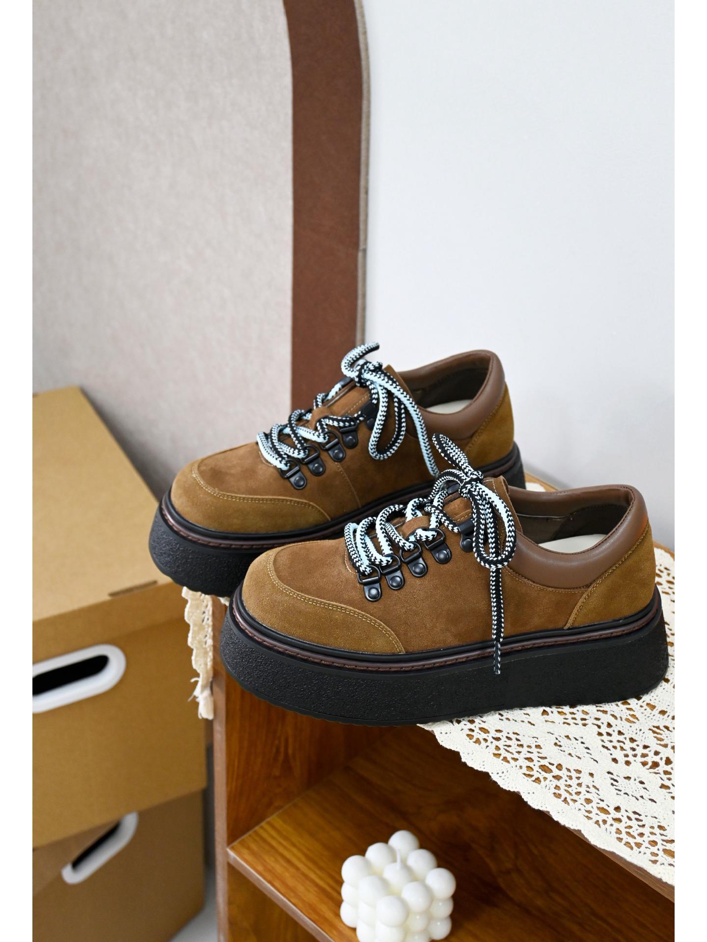 

Meeigeec.Q Женская модная обувь на шнуровке из натуральной кожи на платформе, осень 2024 года 35 верблюд