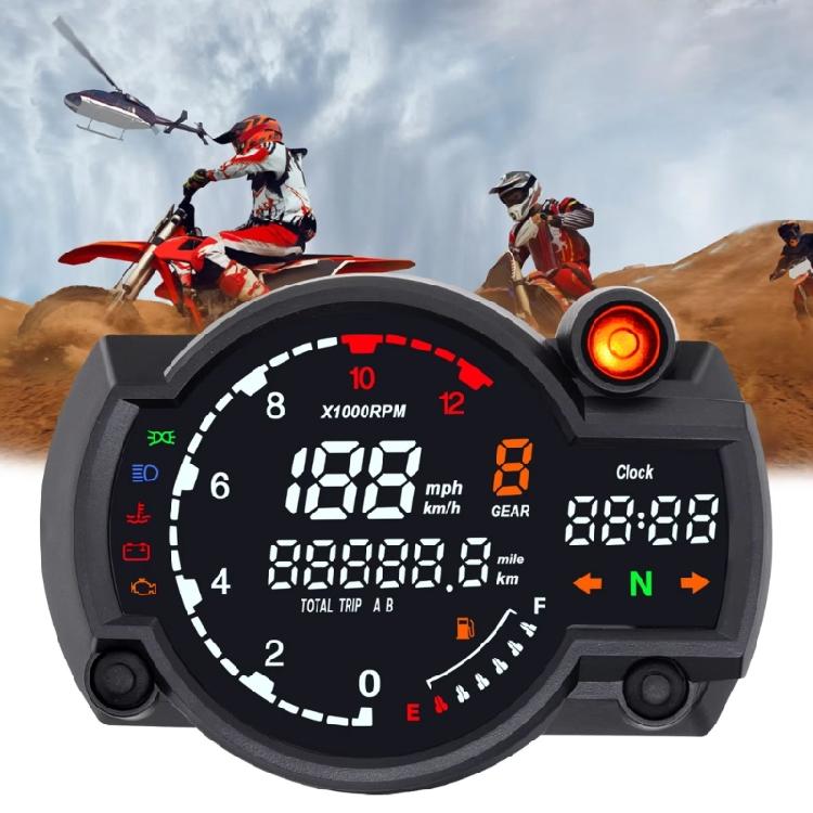 Weatherproof 12V Motorcycle Dashboard Speedometer Digital Odometer Fuel Gauge Monitoring System Weatherproof ABS Design