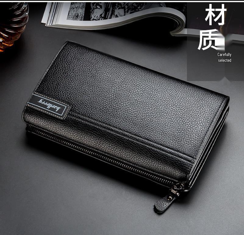 Męska wysokiej klasy saszetka i portfel o dużej pojemności zapinany na zamek na biznes i telefon