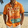 Men's short sleeved shirt, Santa Claus printed short sleeved shirt, European and American holiday casual collar shirt