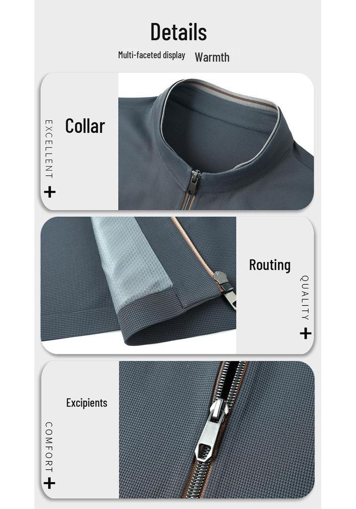 2024 Men's High-End Spring/Autumn Casual Solid Color Lapel Jacket for Middle-Aged Men - Thin Style Dad's Wear