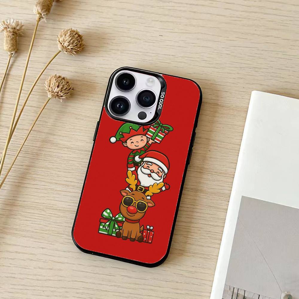 Christmas Santa Claus Phone Case Color Silver Shell For IPhone 17 16 15 14 13 12 11 Pro Max Plus