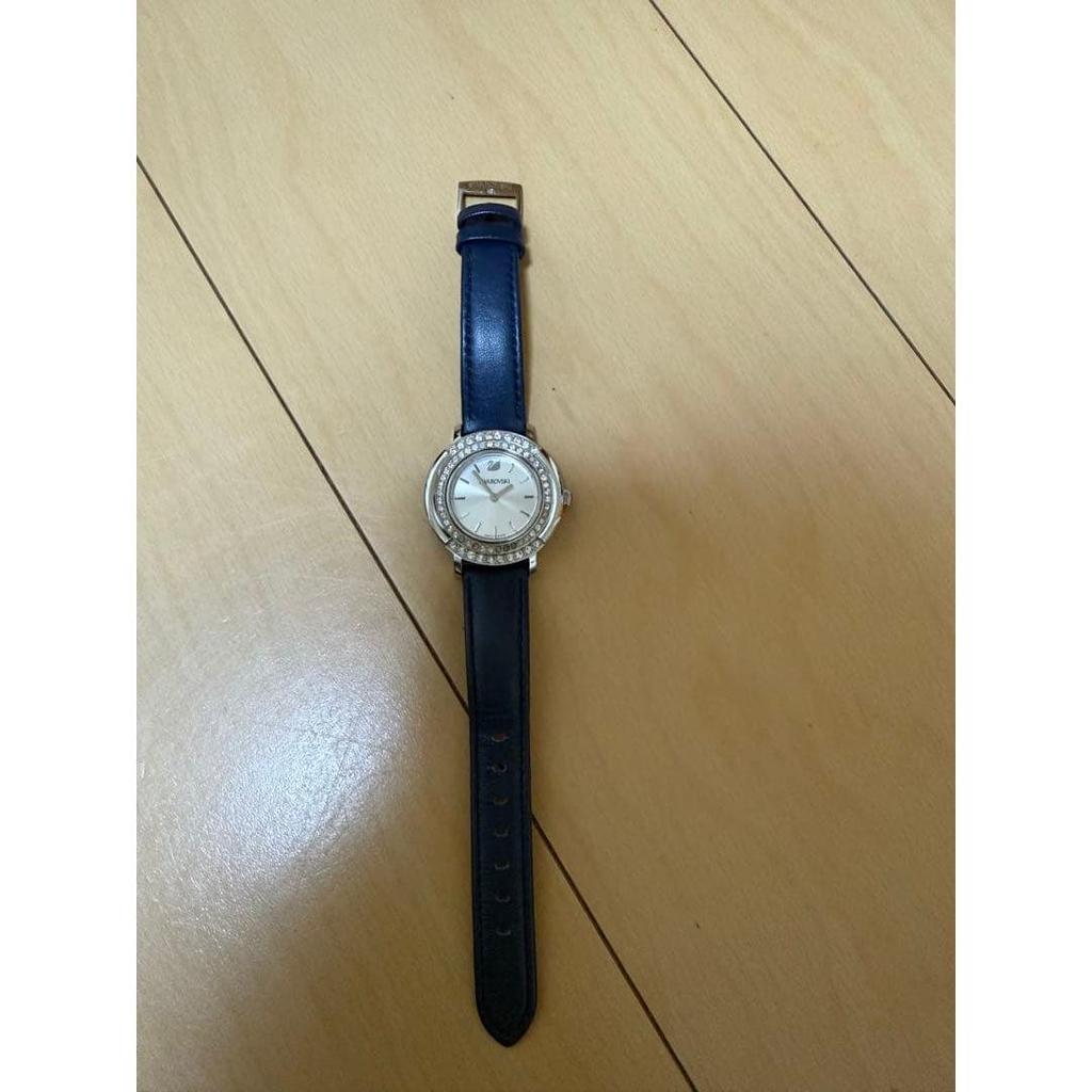 Used Swarovski Women's Watch Navy Leather