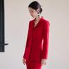 Women's Elegant Chinese Red Suit - 2025 Acetate Formal Wear for Banquets & Events
