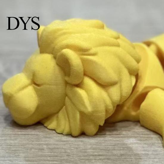 Cute Office Desk Accessories 3D Printed Lying Lion Figurine with Movable Joints, Poseable Animal Fun Boredom Relief Toys Model for Decoration,