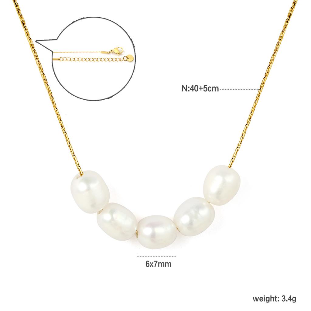 Women's Fashion Geometric Jewelry Light Luxury Multiple Styles Stainless Steel Pearl Pendant Choker Necklace