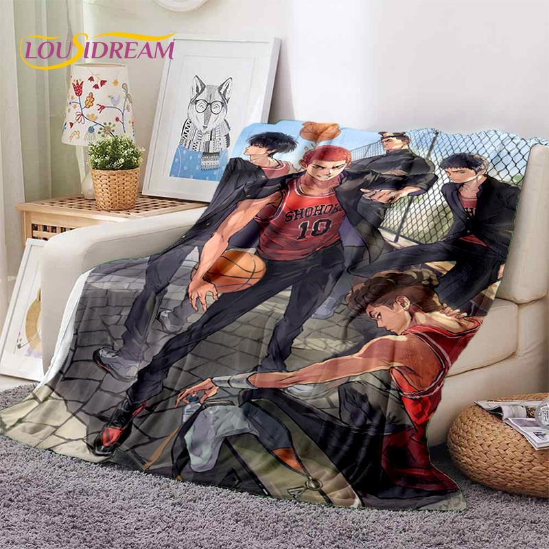 Cartoon Slam Dunk Basketball Anime Soft Blankets,Keep Warm Throw Blanket Comfortable Blanket for Picnic Beds Sofa Home Bedroom