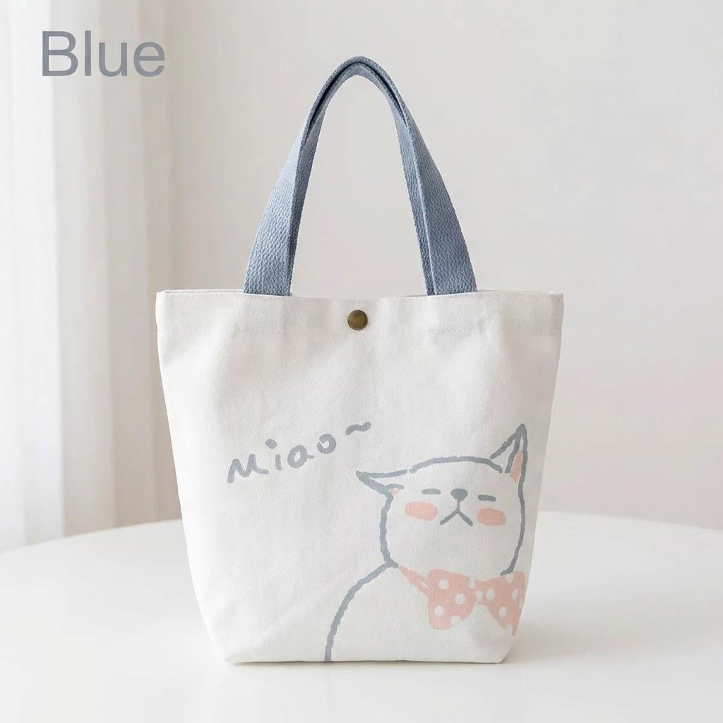 

Large Capacity Eco-Friendly Shopping Tote Bag Cute Canvas Handbag for Women Fashionable Korean Style Casual Bag синий