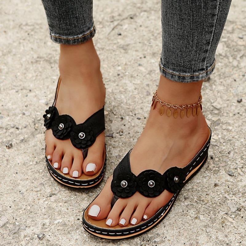 Women's Summer New Slippers Women's Three Flower Slippers Platform Flip Flop Flip Flop Beach Flip Flop Women's Sandals