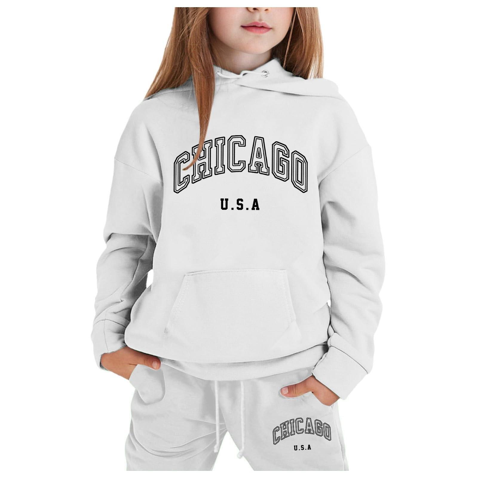 

Мальчики Девочки Спортивный костюм Одежда Толстовка с капюшоном Беговые штаны Спортивные костюмы Комплект Модный наряд 160 белый