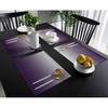 Placemats for Dining Table Set of 6 Purple Gray Gradient Linen Table Mats for Kitchen Table Mat No-Skid Insulation Placemat Washable Placemats