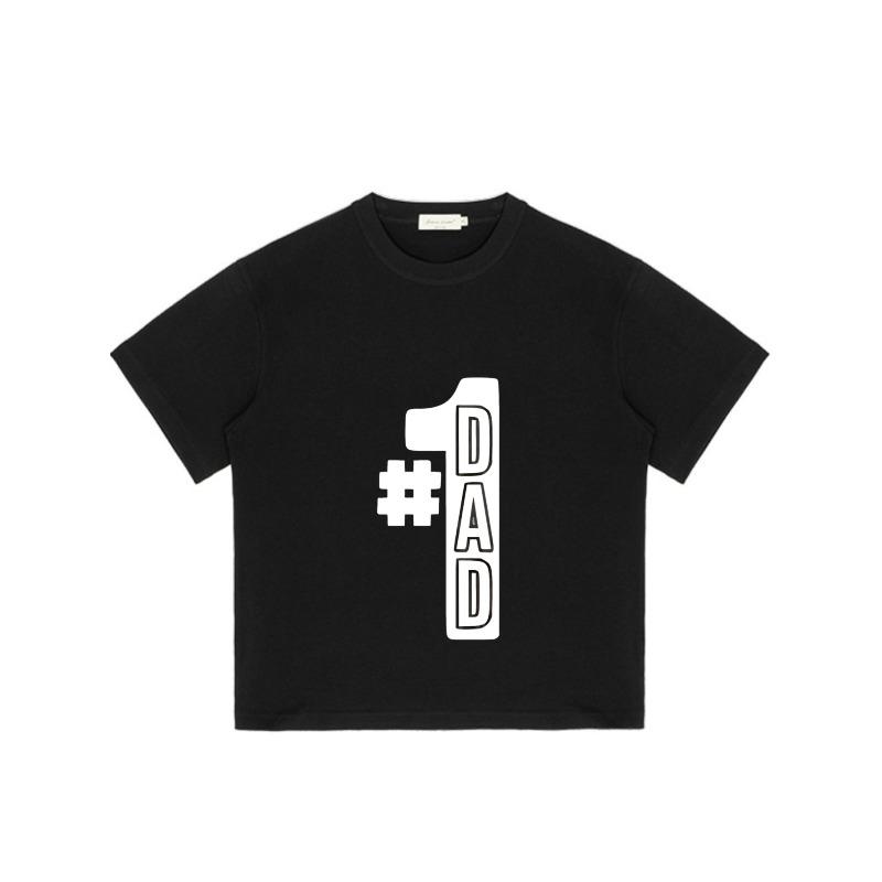 Black T Shirt with Number One Dad Print for Father Day Gift