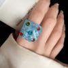 Hand Ornaments Exaggerated Resin Rhinestone Ring Candy Color Korean Style Geometric Ring Resin Classic Big Dome Plain Ring Lady