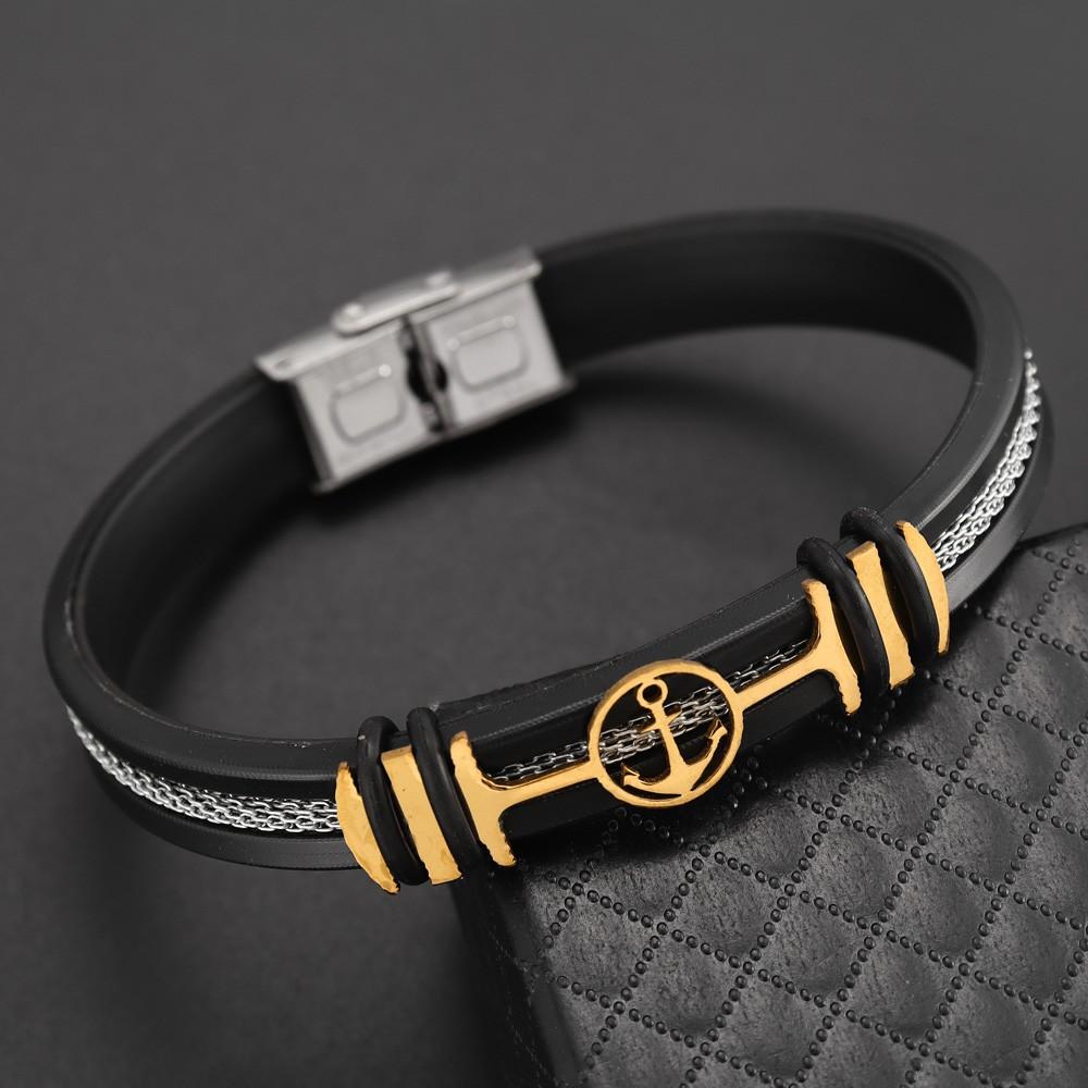 

Стильный силиконовый браслет с рисунком лодки и якоря для пары, плетеный браслет из нержавеющей стали в стиле панк, хип-хоп, праздничный подарок, аксессуары для вечеринок чёрный