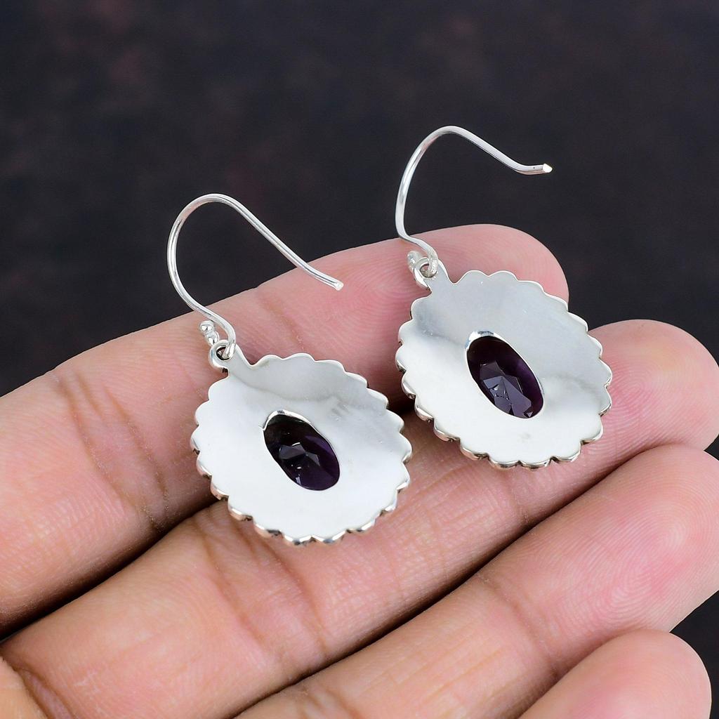 Facettierter Afrikanischer Amethyst Ohrring 925 Sterlingsilber Ohrringe Edelstein Schmuck Handgefertigter Ohrring Vintage Ohrring Geschenke für Sie Silberschmuck