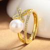 2026 Korean Double-layer Niche Four-leaf Clover Ring Women's Light Luxury Fashion Anti-pearl Index Finger Ring High-end Sense Opening Jewelry