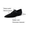 Fashion NEW Spring/Autumn Women Pumps Sheep Suede Leather Shoes for Women Pointed Toe Low Heel Shoes Casual Black Lace-up Handmade Shoes