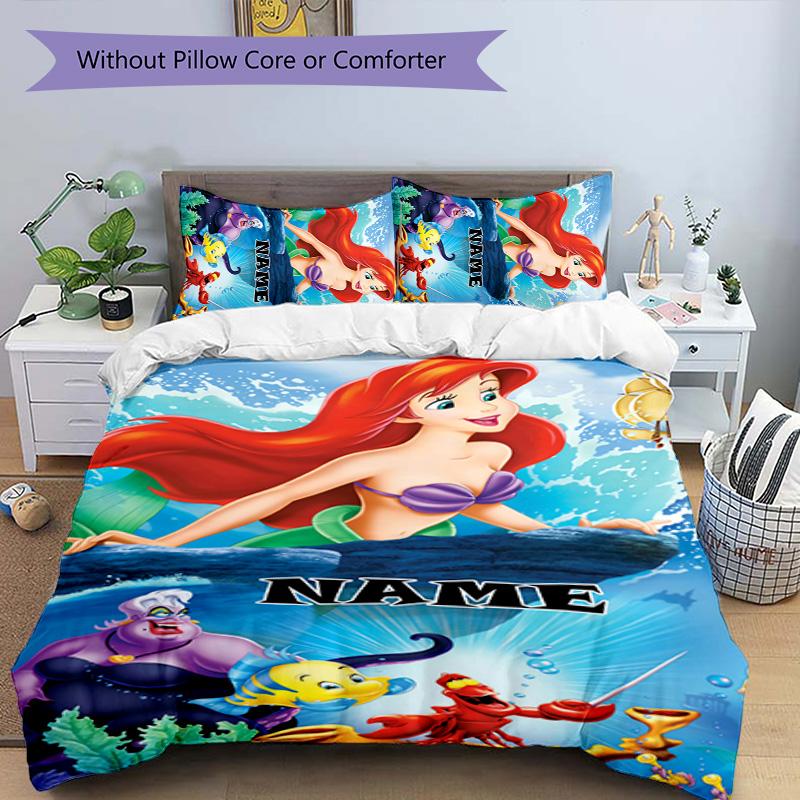 3pcs Princess9 Cover Set - Personalized Name, HD Printed Bedding with 1 Cover and 2 Pillowcases - Perfect for Home Decor, Easy Care