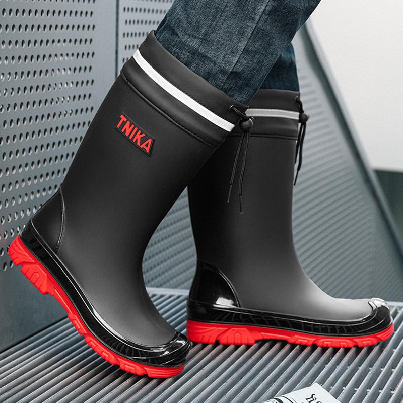New Men Rain Shoes Boots Waterproof Rubber Shoes for Fishing Husband Work Safety Man Mid-Tube Rain Boots Non-Slip Water Footwear