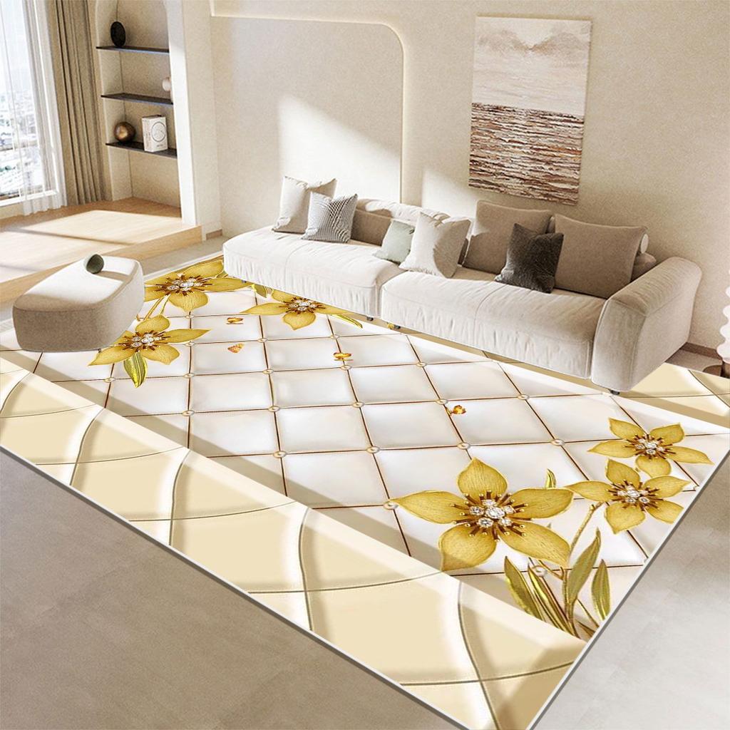 European Style Pink Rose Carpets for Living Room Decoration Luxur Sofa Area Non-slip Floor Mat Bedroom Lounge Soft Rugs Washable